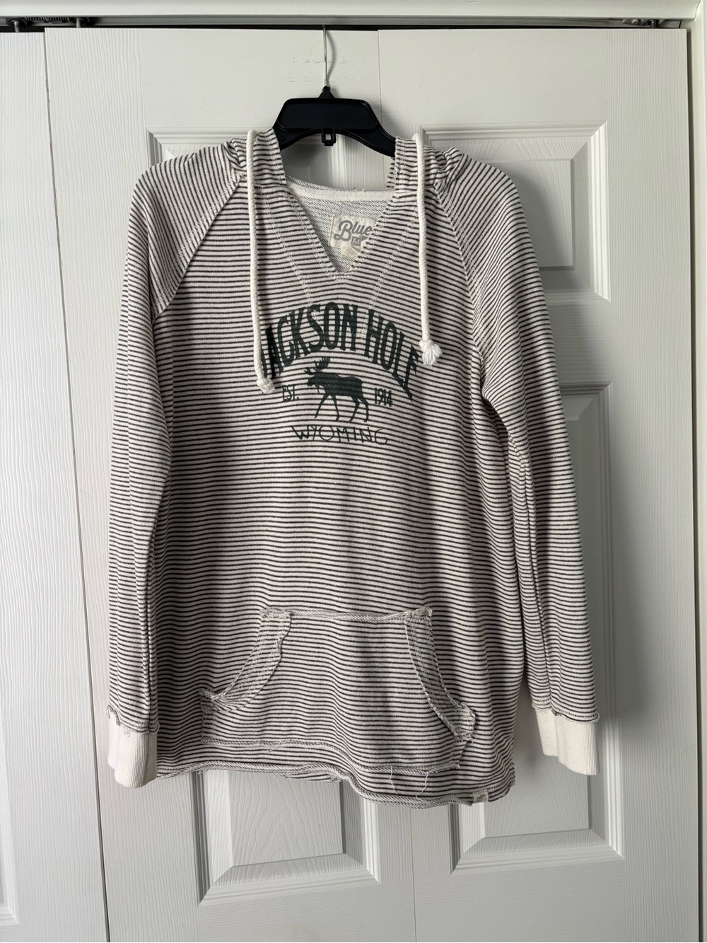 Jackson Hole Striped Hoodie Sweatshirt- Cream/Black